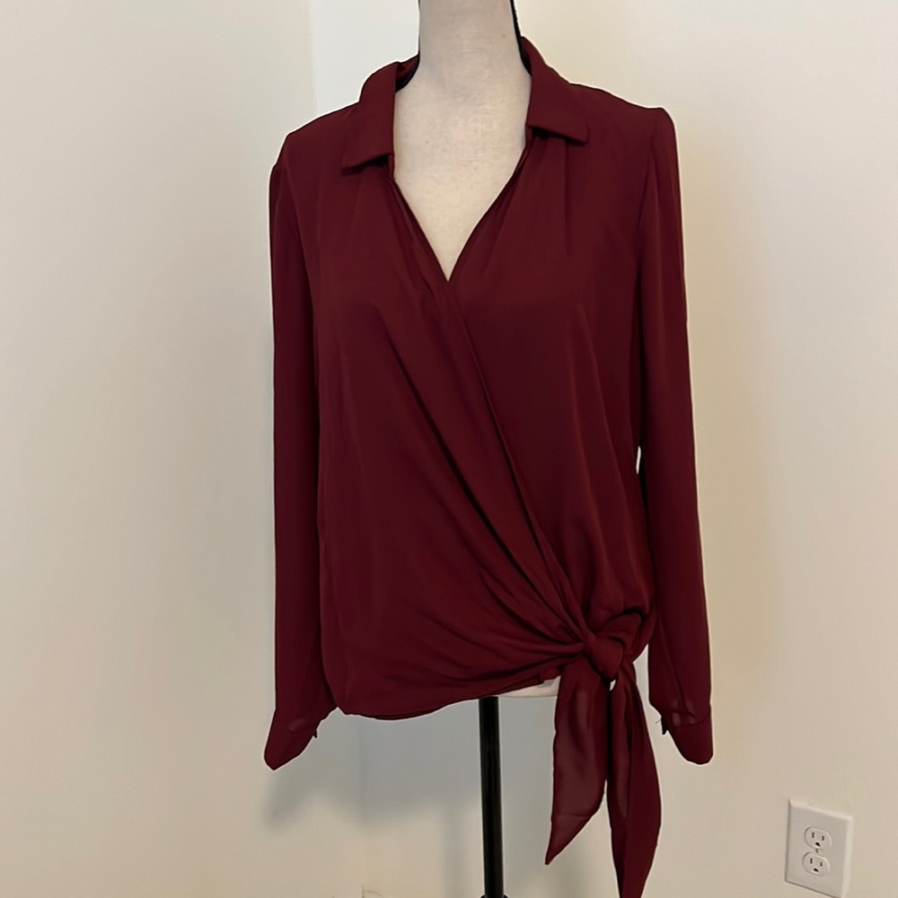 NEW Venus wraparound shirt maroon Sz 12